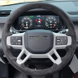 For Land Rover Defender 20-26 hand stitched steering wheel cover leather turned leather cover 90/110/130 modification