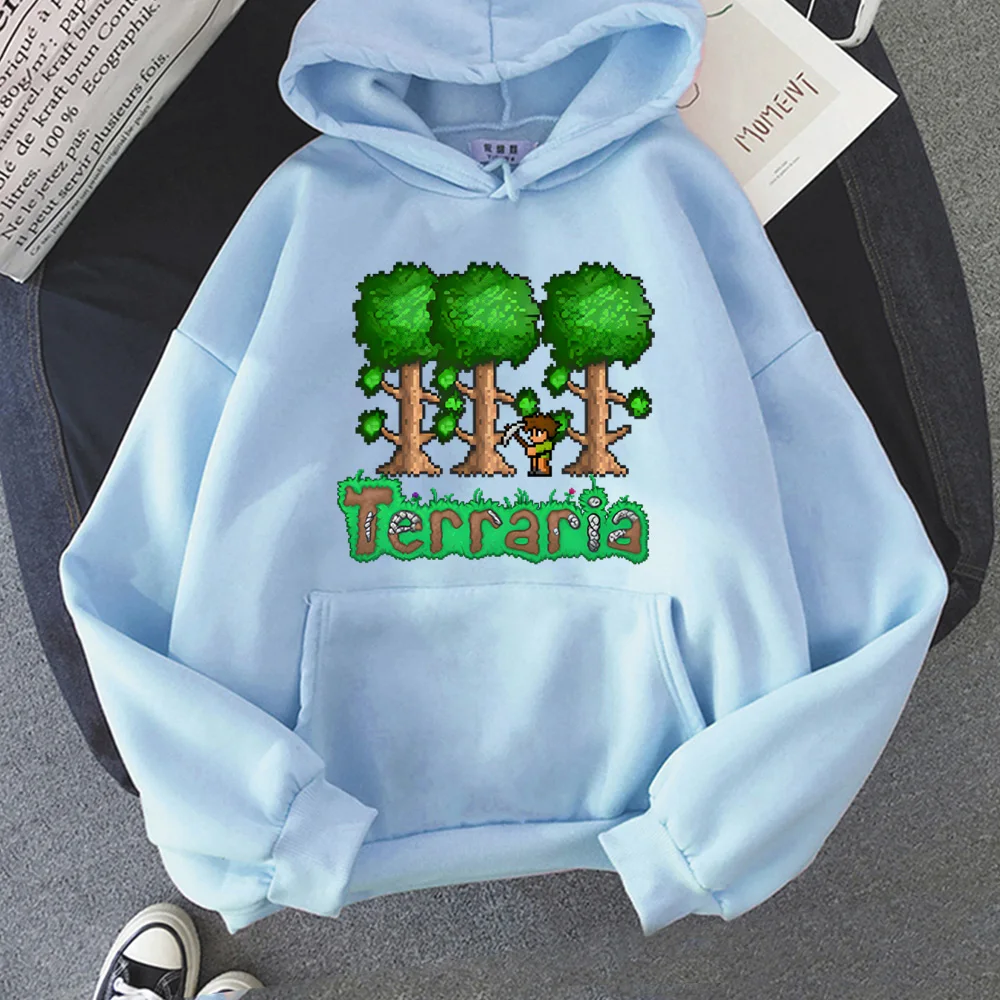 2026new terraria logotipo hoodie pixel estilo jogo de alta qualidade grunge manga longa camisolas roupas confortáveis pullovers com capuz