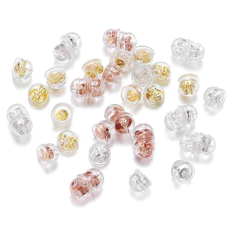 20 teile/los Silikon Gummi Ohrring Zurück Stopper Kupfer Hamburger Ohr Stecker Ohr Zurück Für DIY Schmuck Machen Ohrringe Zubehör