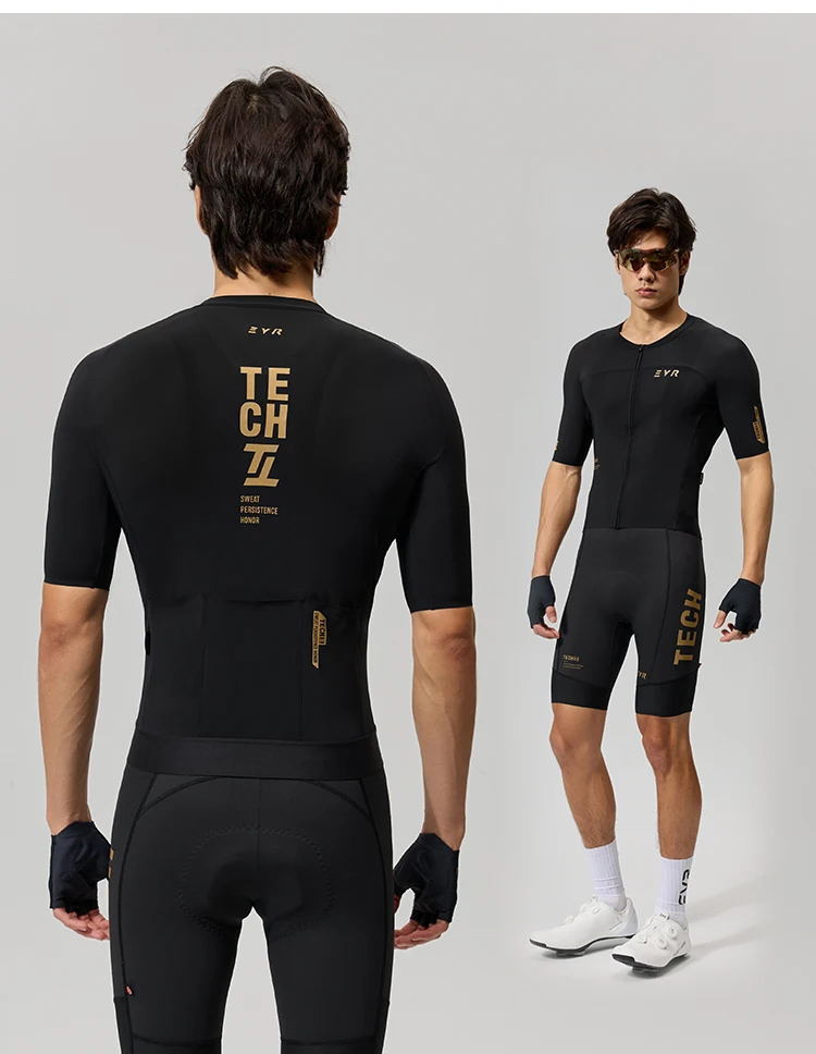 EVR Pro Sommer Herren-Radtrikot Kurzarm Schnelltrocknend Atmungsaktiv Durchgehender Reißverschluss Rennrad-Oberteil Hochelastisches Radtrikot – Detail 13