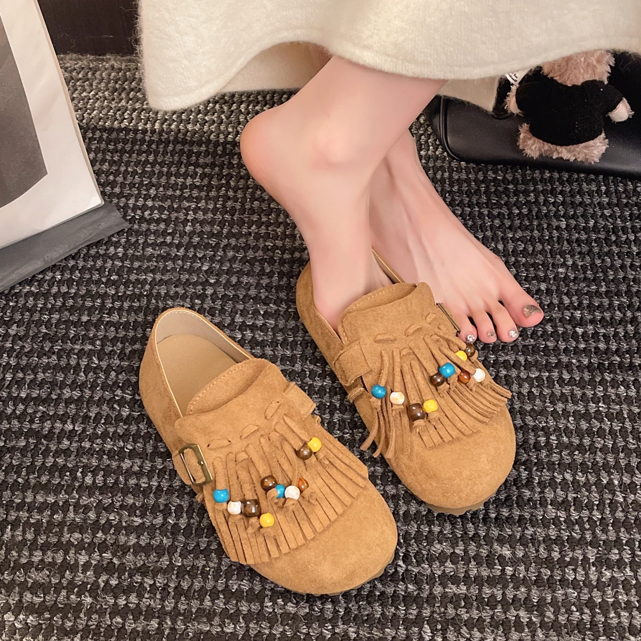 المرأة المنخفضة قطع أحذية ربيع الخريف اليدوية مطرز شرابات تصميم حذاء مسطح غير رسمي لينة سوليد البوهيمي أحذية تدريب الألمانية #5