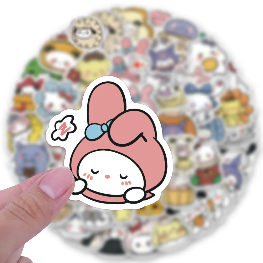 10/30/50/100PCS Mixed Sanrio Anime Stickers Cute Sticker Pack Waterproof Kuromi My Melody Cinnamoroll Pompom Purin Kawaii Decals