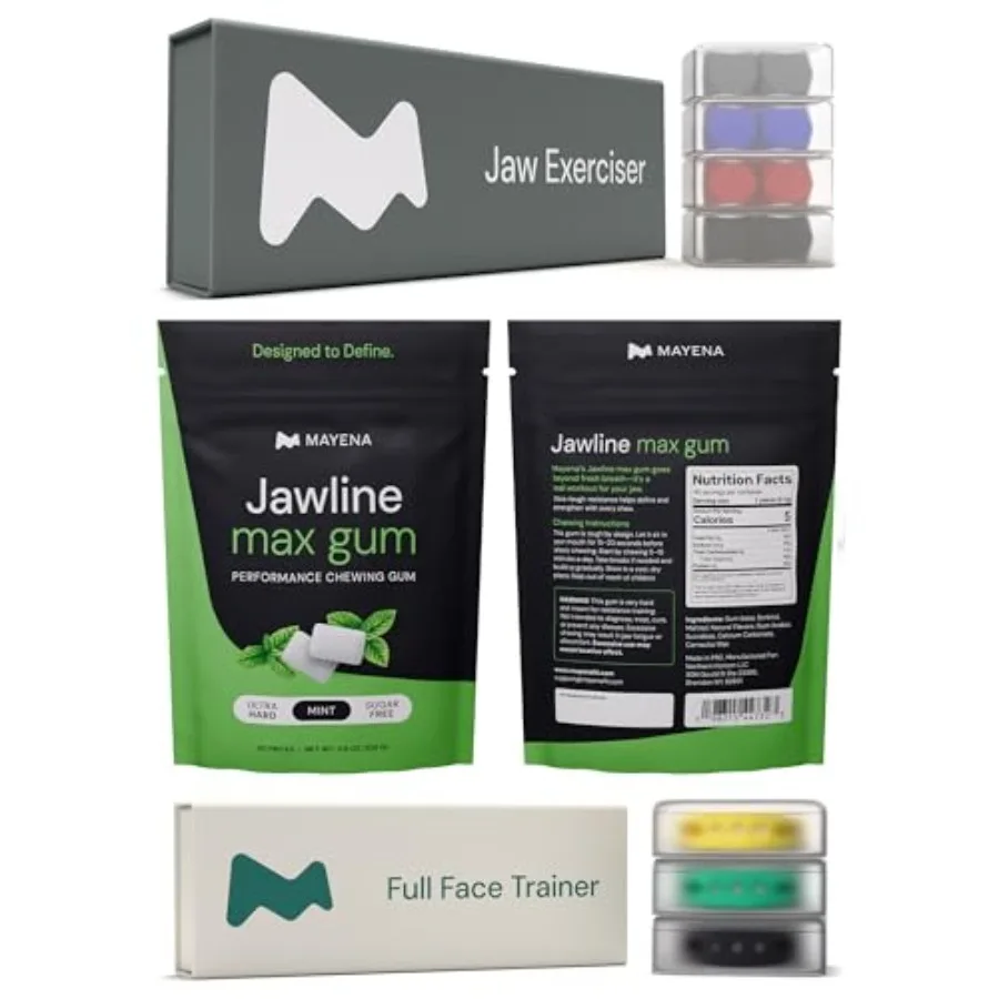 

Mayena Ultimate Bundle Jaw Exerciser Classic Set 4 Resistance Levels and Full Face Trainer Set (3 Resistance Levels) and Jawlin