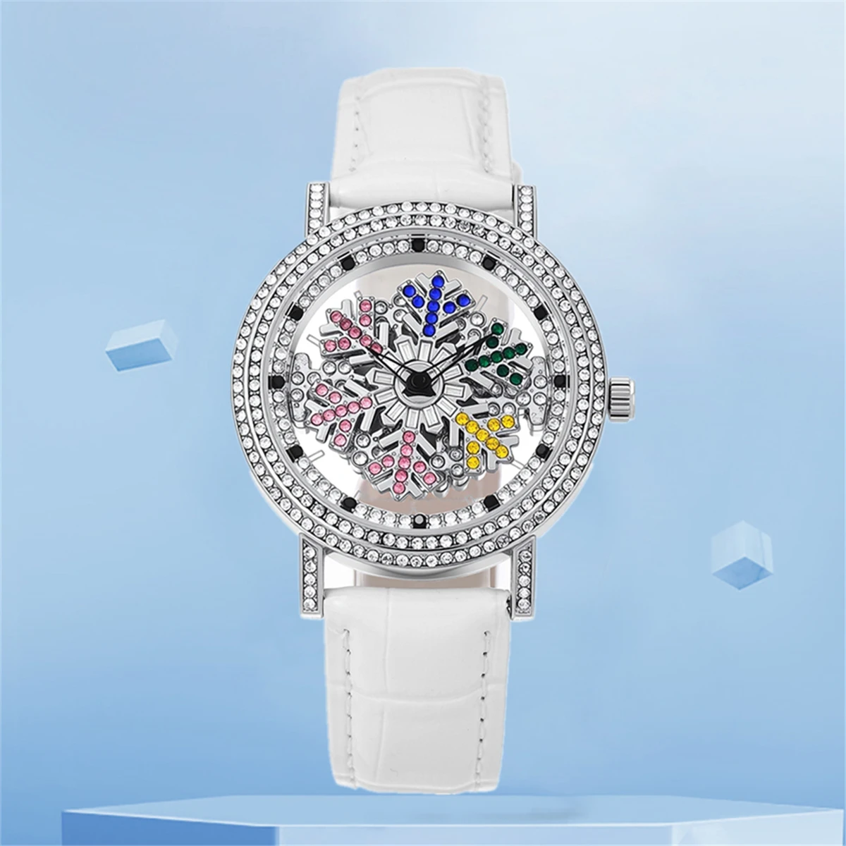 新しいレディースウォッチ - エレガントでファッショナブル、そしてトレンディ - 回転する雪の結晶文字盤、ブラックフライデー/ダブル11に彼女へのサプライズギフト