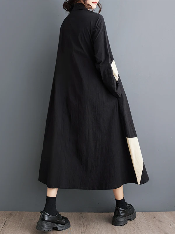 Ele Frühling Herbst Lose Lange Sve Gedruckt Casual Einfache frauen Dr Button Detaillierung Bequeme Atmungsaktive A-linie Rock