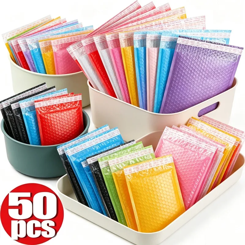 10/50pcs Foam Bubble Envelopes Multi Color Self Seal Business Mailing Adhesive Waterproof Shipping Bags Packing Strong Durable