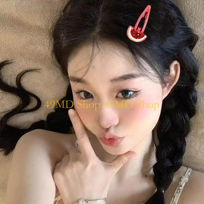 

49MD Women Watermelon Sequined Hair Clip Birthday Party Photo Props for Girls