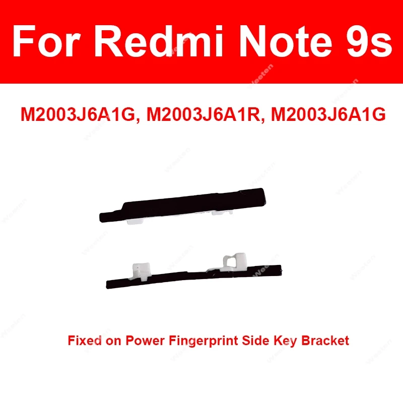 Power Volume Buckle Button For Xiaomi Redmi Note 9s Note 9 Pro Max 4G Power Volume Clip Rubber Fingerprint Side Key Bracket image 4