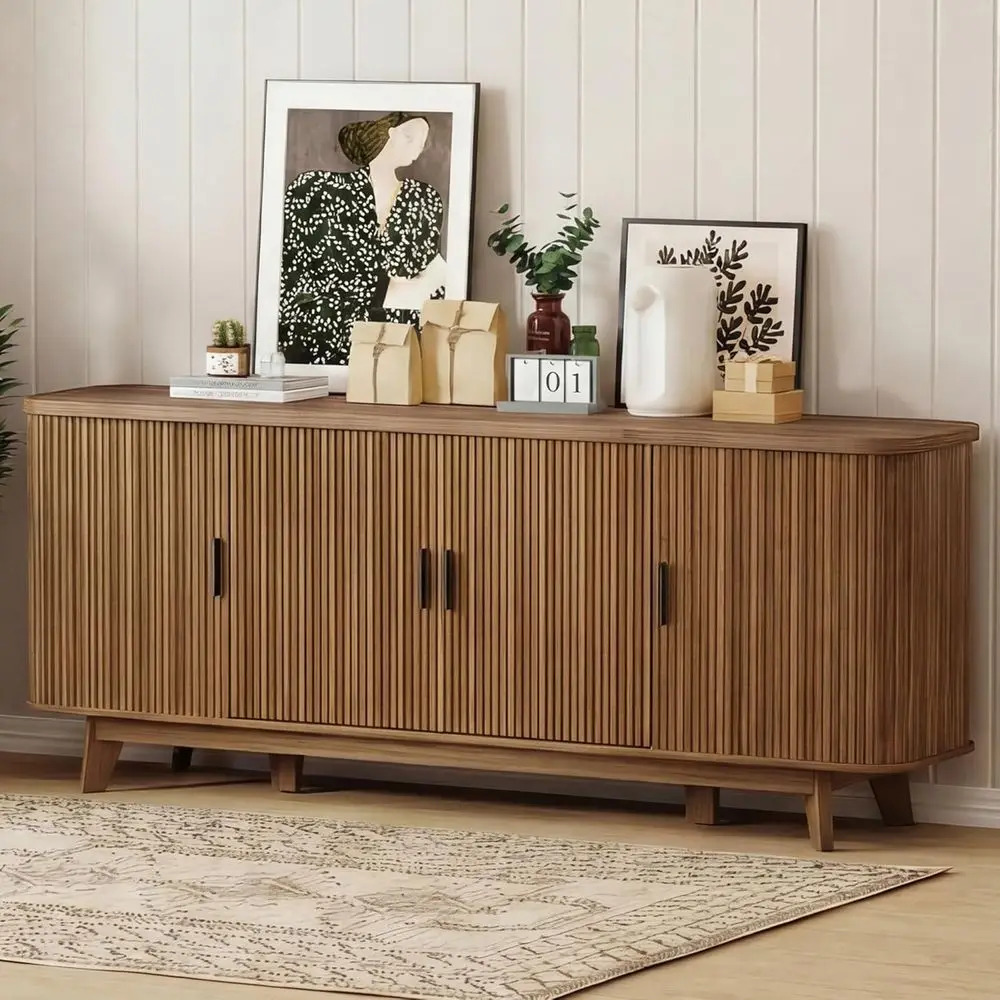 

Буфет-сервант 69 с отделениями для хранения, отделка цвета эспрессо, раздвижные двери и регулируемые полки для акцентной кофейной зоны или обеденной/гостиной зоны