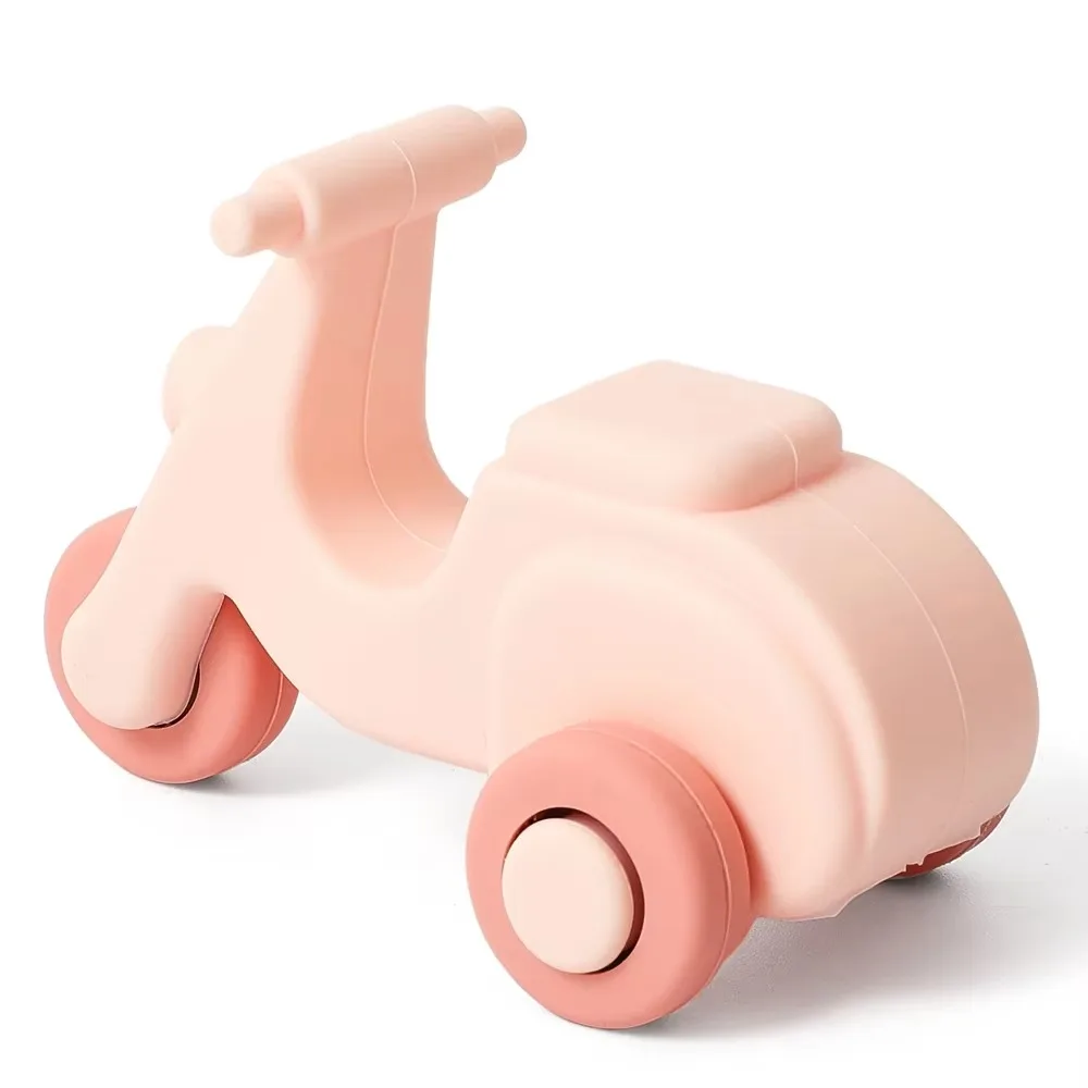 

New Cartoon Baby Silicone Car Toys BPA Free Soft Montessori Toys Safety Educational Children's Car Model Toys