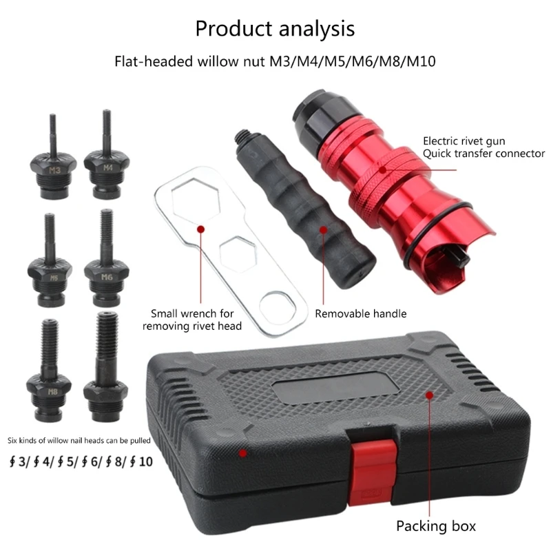 

Cordless Drill Electric Rivet Guns Adapter Rivet Nut Drill Adapter Kits M3-M10