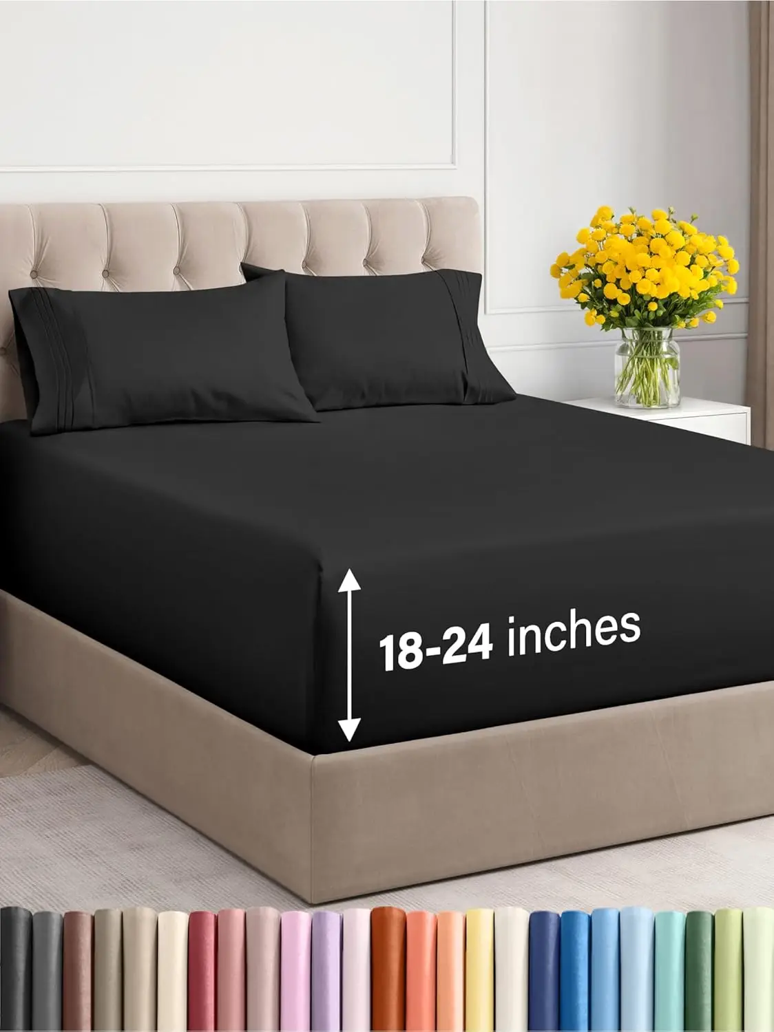 

Extra Deep Pocket King Sheets - 4 Piece Breathable & Cooling Bed Sheets - Hotel Luxury Bed Sheet Set - Soft, Wrinkle Free &