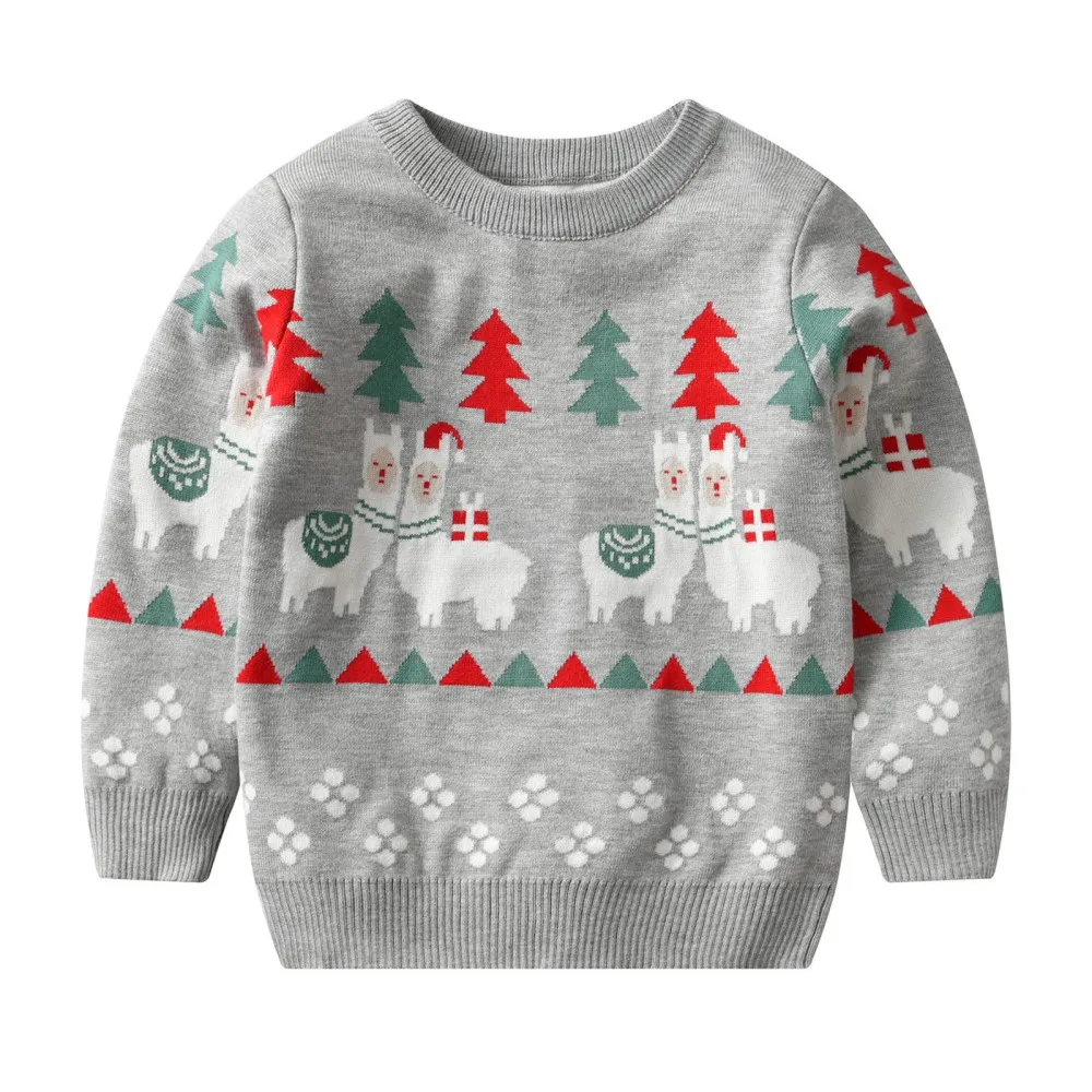 Children\'s Sweater Winter Christmas Element Double Layer Jacquard Sweater