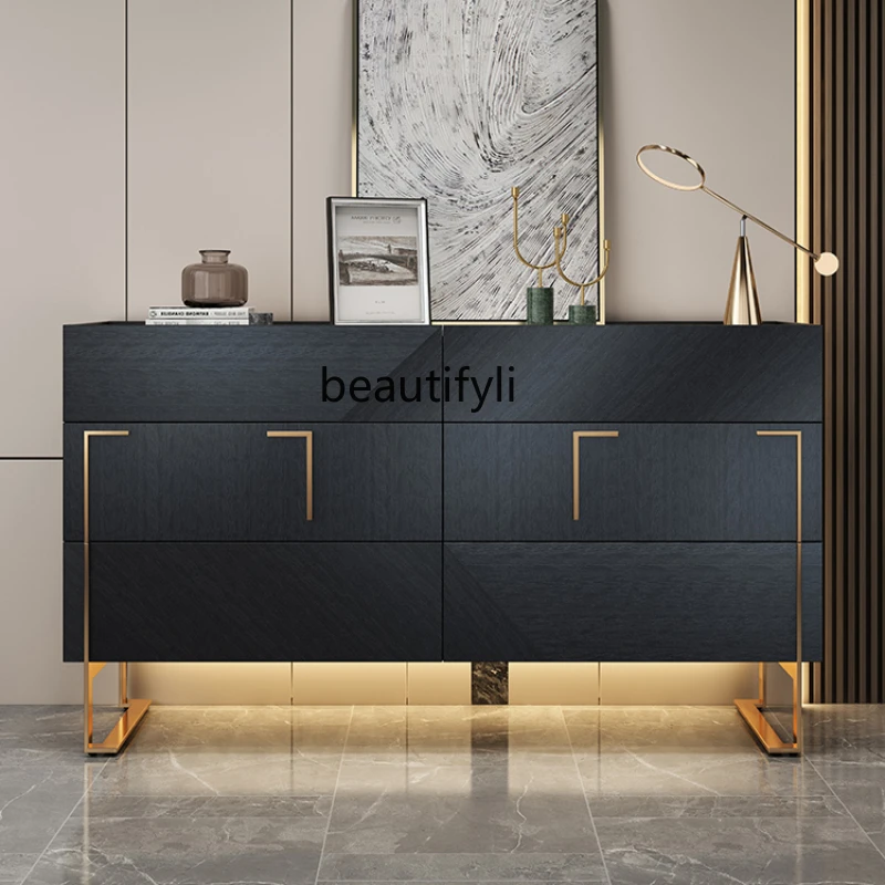 

Affordable Luxury Style Entrance Cabinet Solid Wood Storage Chest of Six Drawers Living Room Partition Bedroom Side Cabinet