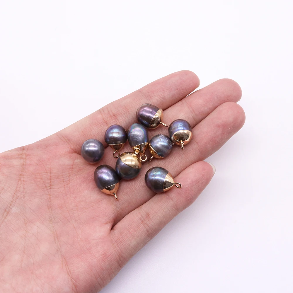 Round Natural Baroque Pearl Pendant Purple Black Jewelry Freshwater Pearl Accessories Necklace Accessories DIY Handmade Gift