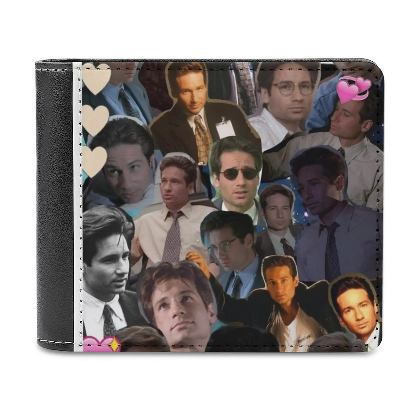 

David Duchovny Fox Mulder Collage Leather Wallet Men Classic Black Purse Credit Card Holder Fashion Men's Wallet Fox Mulder