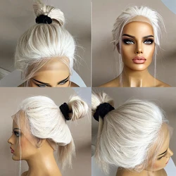 Snow White Full Lace Human Hair Wigs Platinum Blonde Straight Lace Front Wig Virgin Brazilian Hair Glueless 13x6 Hd Lace Wigs