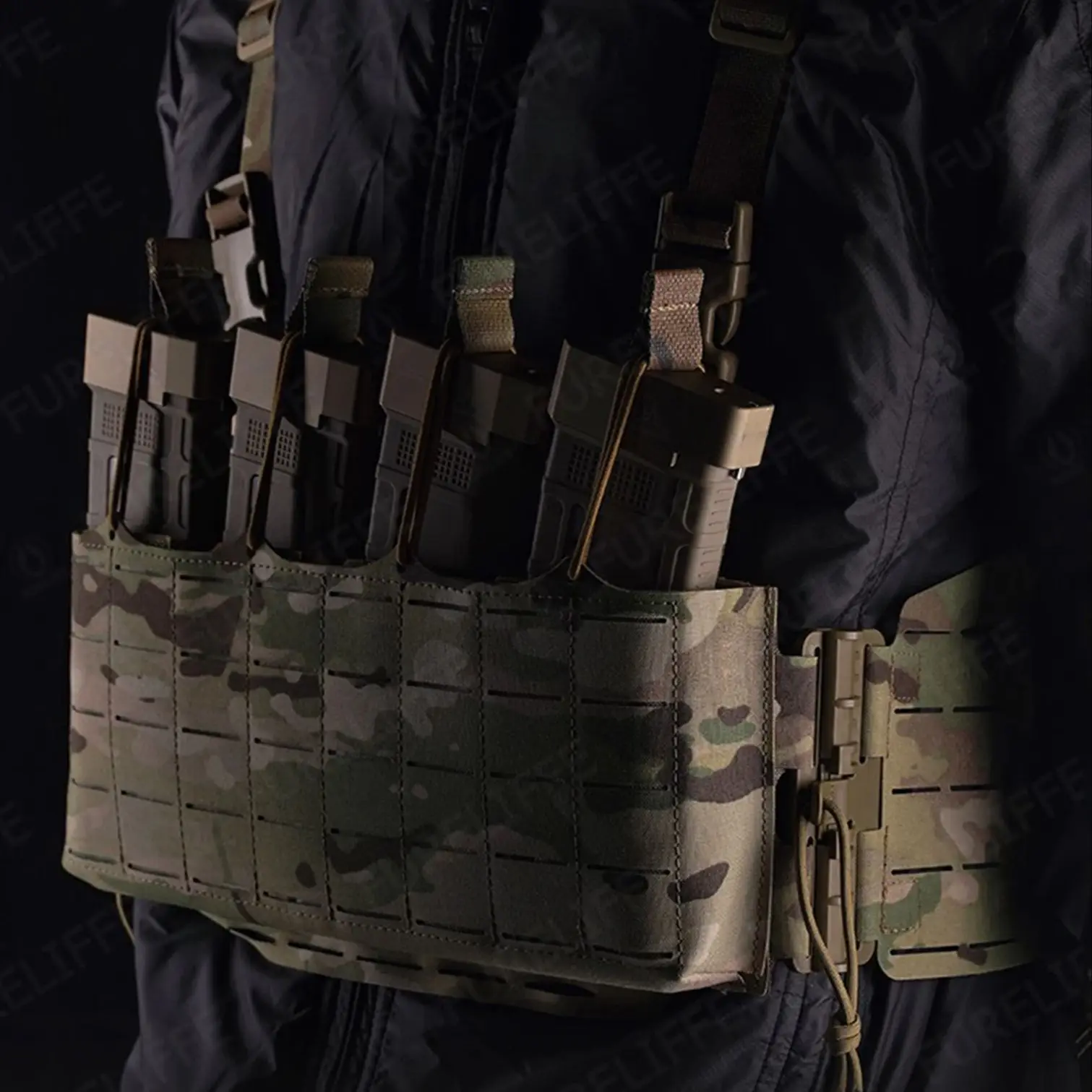 Tactical Molle Tactical Laser Cut Chest Rig Can Be Used With Tactical Vests, Hunting Vest Bags