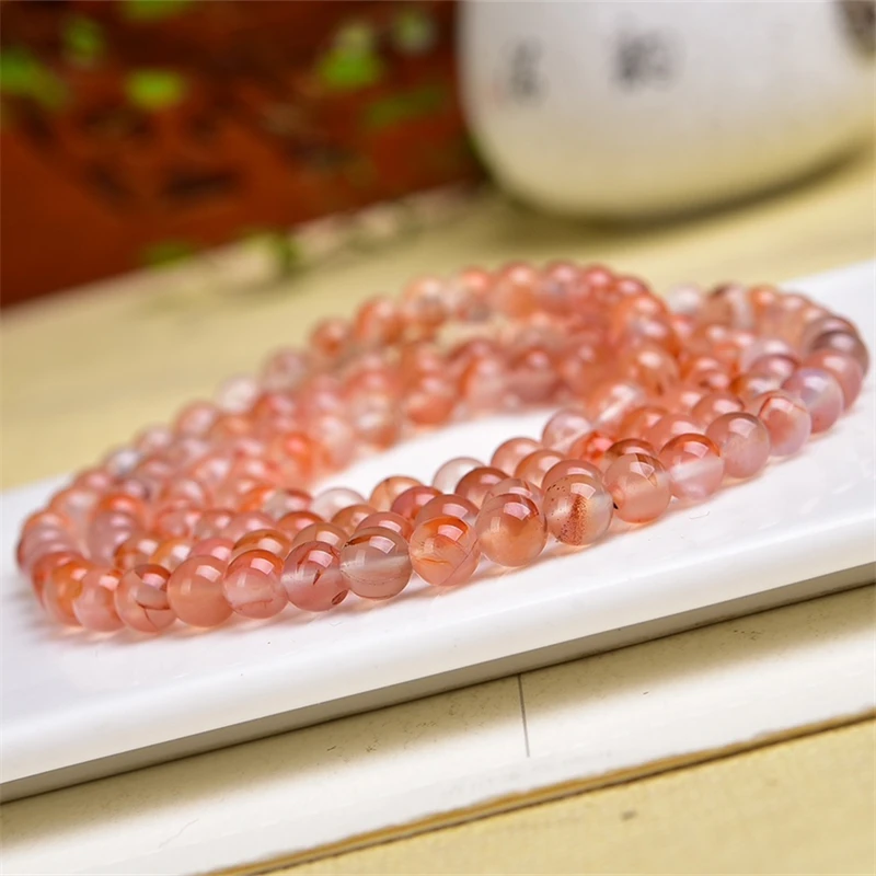 6MM Natural Carnelian 108 Buddha Bead Bracelet Handmade Crystal Quartz Jewelry Stretch Birthday Gift 1pcs