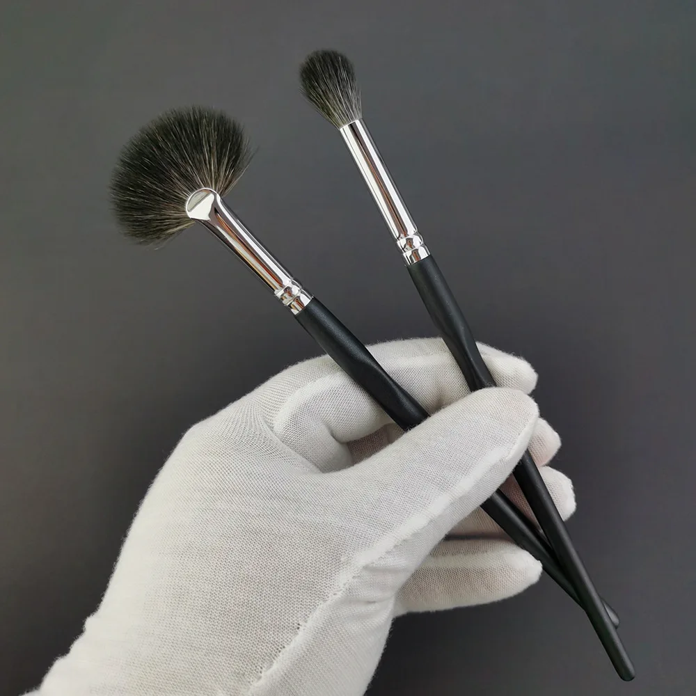 

2pcs Eyeshadow Makeup Brushes Highlighter Powder Blending Blush Brush Private Label Fan Face Make up Tool Goat Hair Bulk 10set