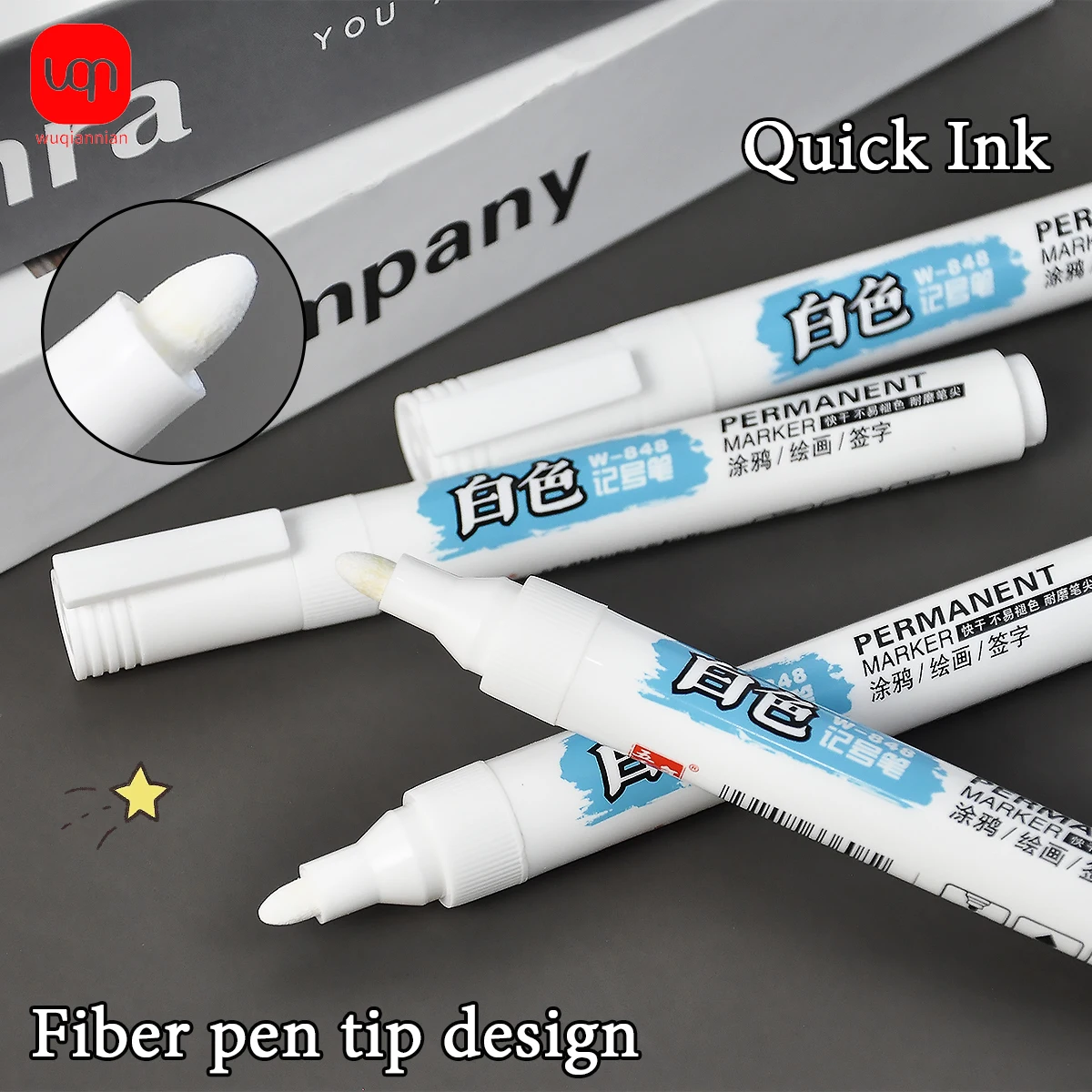 

WNQ-3/6/12 шт. прочные белые маркеры, быстросохнущие, устойчивые к выцветанию наконечники для рисования, школьные канцелярские принадлежности
