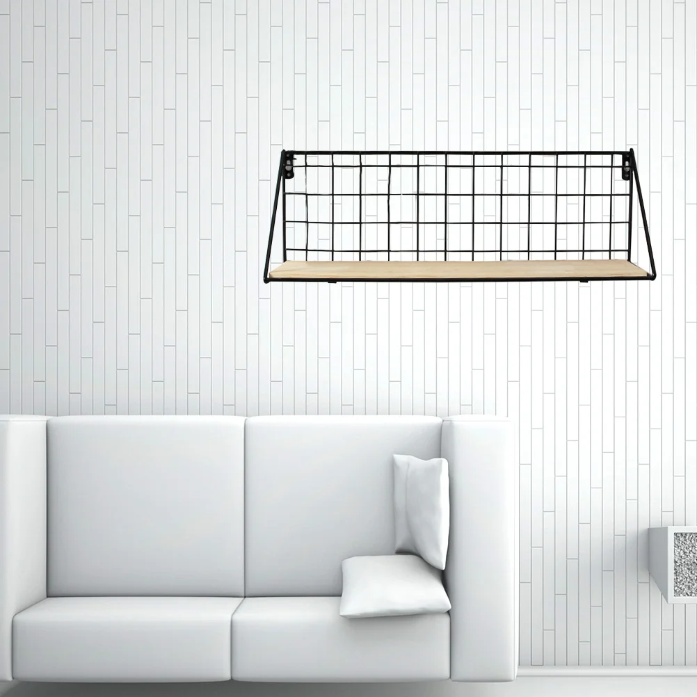 Decoración de pared Estante montado en la pared Estante de hierro Soporte para maceta de bambú Almacenamiento simple
