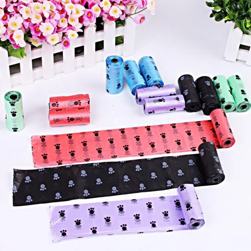 15Pcs/1Roll Pet Waste Clean Poop Bags Pet Dog Waste Poop Bag with Printing Doggy