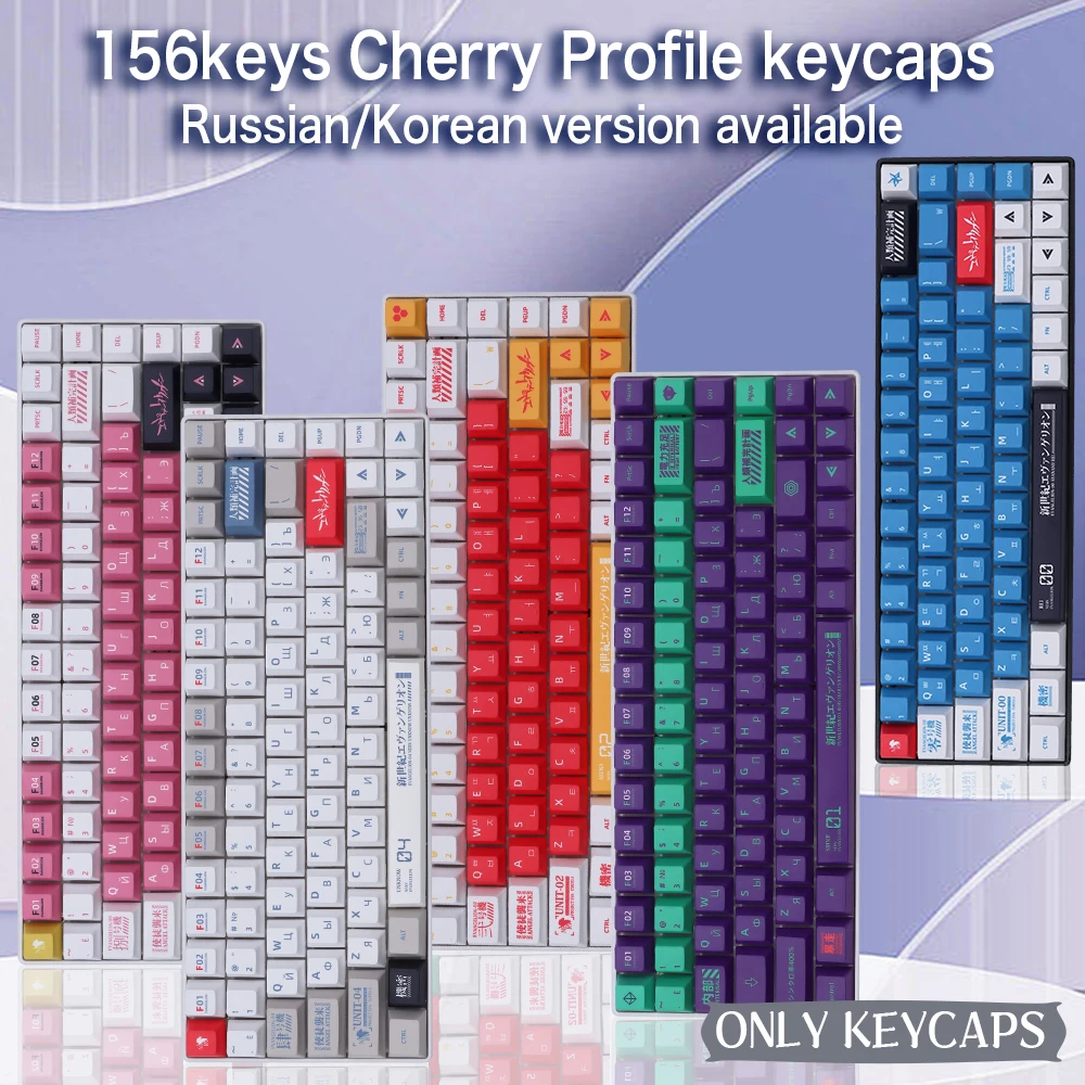 

EVA Keycaps Russian/Korean/Japanese Cherry Profile Eva-01 00 02 04 08 PBT For GMK Mechanical Keyboard Purple Red Pink Gray Blue