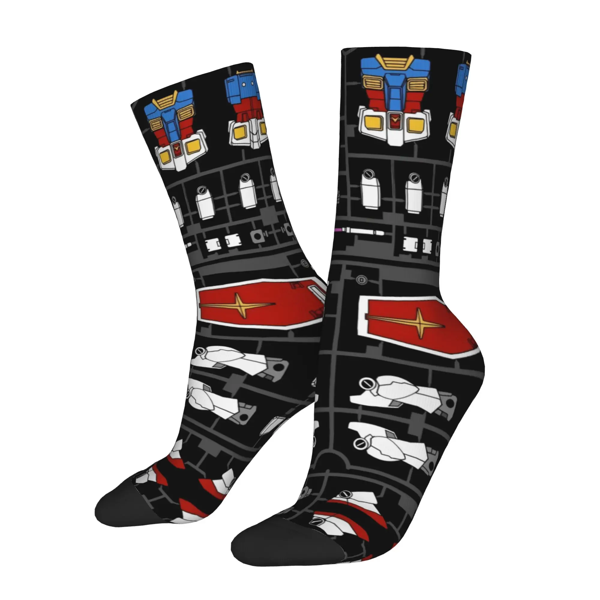 Funny Sock BANDAI Gundam 8 Rock Seamless Pattern Printed Men Socks Novelty Men's Socks