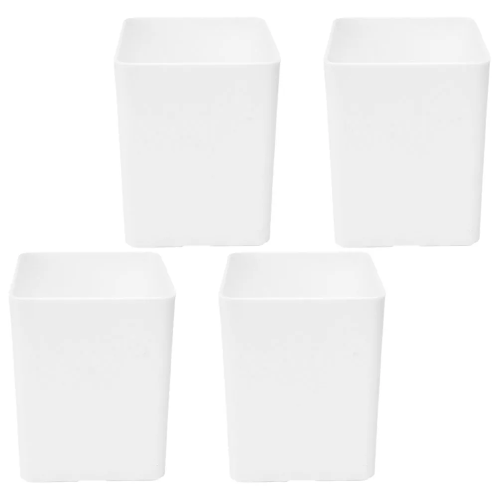 

4 Pcs Holder Square Desk ganizer Pen Holder White PP Pen ganizer For Home Desk Material Lightweight Portable Storage