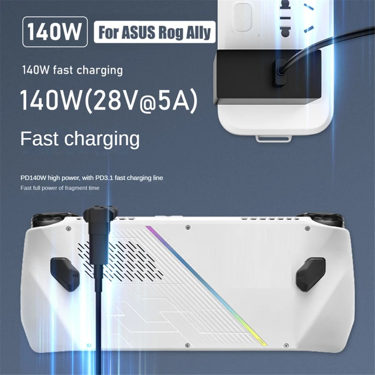 Adattatore dati USB3.1 20Gbps 2PCS 8K60Hz 140W 28V 5A Adattatore convertitore di carica veloce da USB C a C per ASUS ROG Ally per Switch