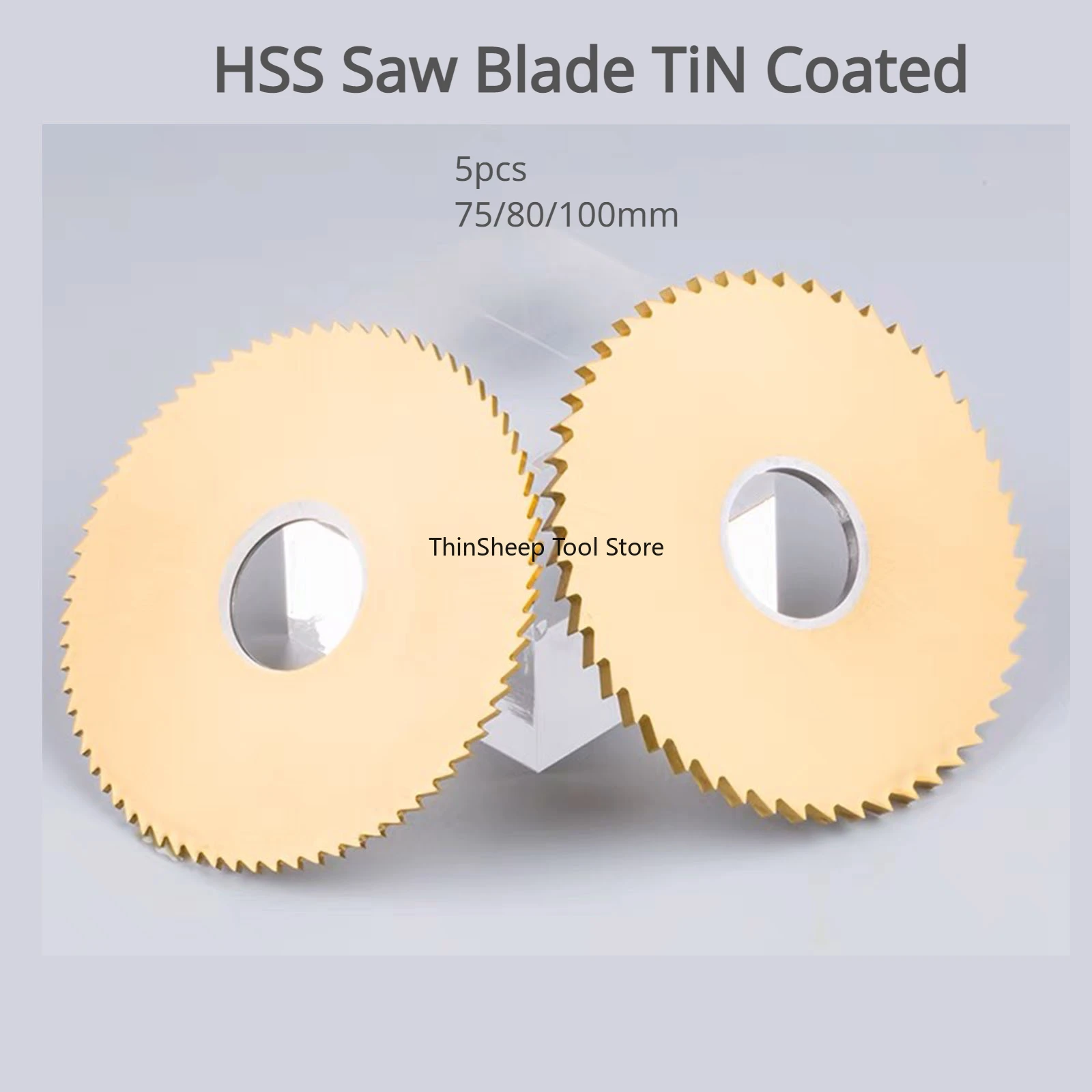 HSS Circular Saw Blade, TiN disco revestido, Multipurpose Slotting para Metal Steel Pipe Alumínio Cobre, 75mm, 80mm, 100mm, 5Pcs