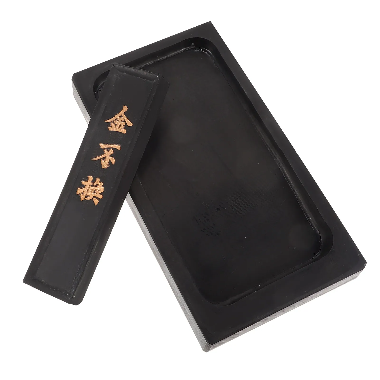2pcs 5 Inch Natural Inkstone Chinese Traditional Calligraphy Stone For Painting Smooth Ink Grinding Dense Texture Luowen Pattern