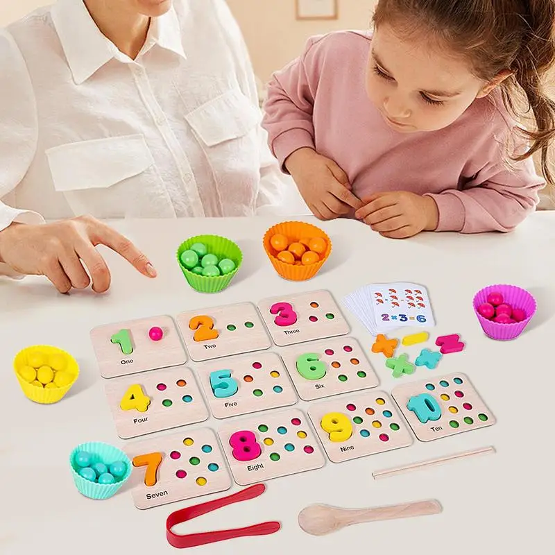 Juguetes de madera Montessori para niños, rompecabezas de bloques, clasificador de cuentas de números apilables, juego de apilamiento, juguetes educativos para niños en edad preescolar