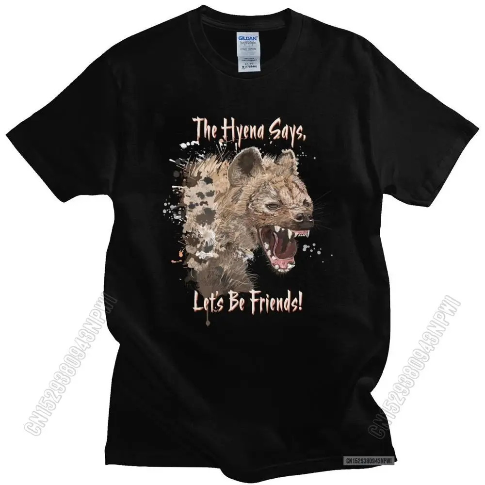 Hyena T Shirt Men 100% Cotton Africa Safari Wilderness T-Shirt Furry Animal Hyaenas Tee Tops Soft Fabric Casual Tshirt Merch