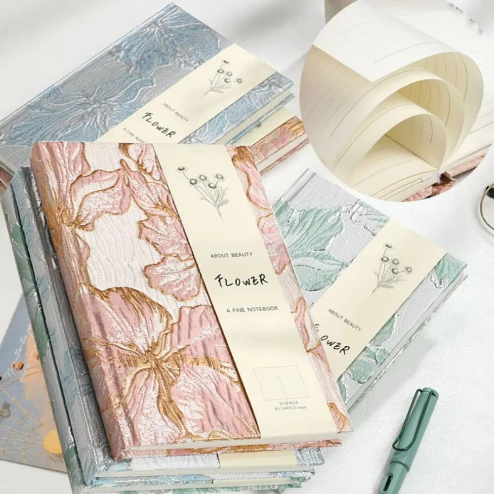 

Creative A5 Hardcover Notebook Gold Cover Embossed Lily Hand Account Book Thick Paper Notepad Student Stationery