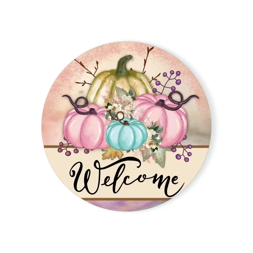 Fall Pumpkin Print Thanksgiving Ceramic Coasters Round Home Kitchen Decorations Coaster Thanksgiving Gift Coaster for Friend
