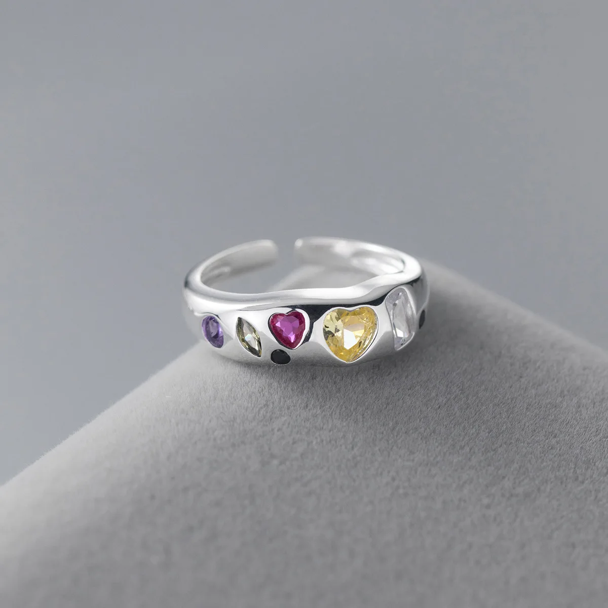 

925 Sterling Silver Irregular Heart Zircon Rings For Women Wedding Luxury Designer Jewelry Accessories