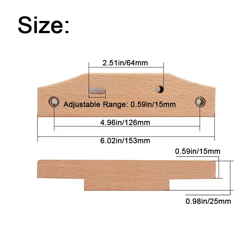 Solid Wood Guitar Bridge Clamp Set with Wooden Block & L-Wrench for Entry Level Acoustic Folk Guitar Luthier Repair & Care Tools view 6