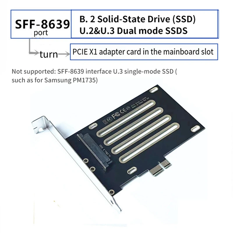 SFF-8639 U.2 U.3 To PCIE 3.0 4.0 X1 Adapter Card Adapter Motherboard Riser Card Module