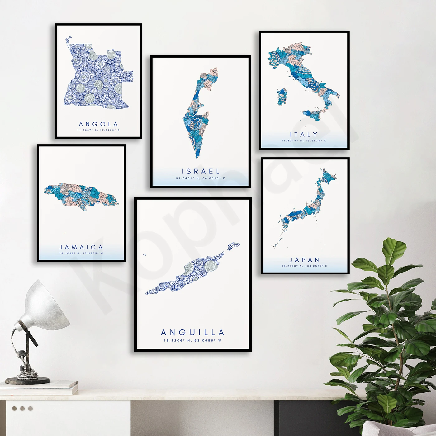 Armenia Argentina Anguilla Angola Andorra Algeria Afghanistan Albania Israel Italy Jamaica Japan. City Travel Map Poster