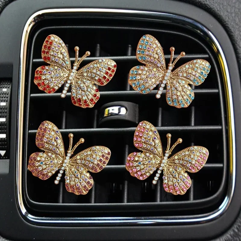 Car Air Outlet Perfume Clip Exquisite Diamond-studded Butterfly Air Conditioning Air Outlet Jewelry Goddess Car AromatherapyClip