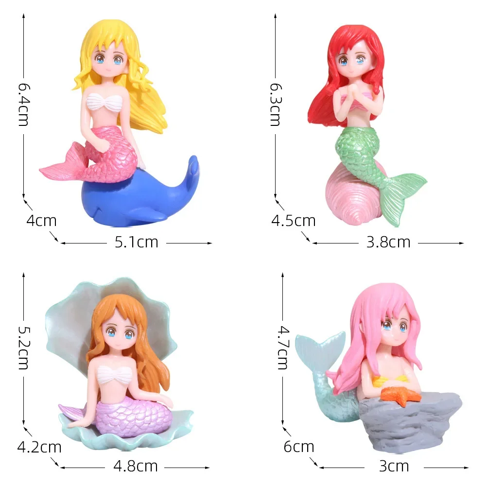 Beautiful Mermaid Aquarium Decorations Colorful Cartoon Mermaid Figurine Fish Tank Ornaments Desk Decorations