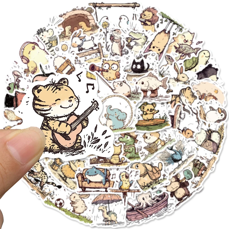 50 Stück Niedliche Tier-Aufkleber Set Zoo-Tiere Wasserfeste Vinyl-Sticker für Wasserflaschen Laptop Handyhülle Skateboard Helm