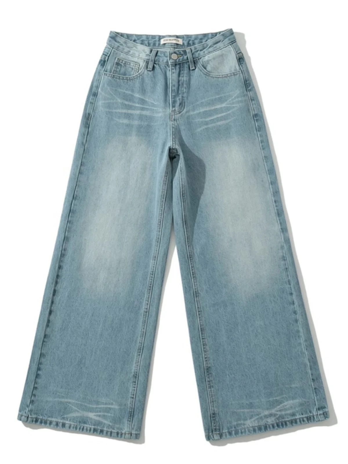 Waed アメリカンレトロデニムジーンズ ハイウエスト ワイドレッグ カジュアル フロアレングスパンツ 女性用 秋シーズン シスタースレ