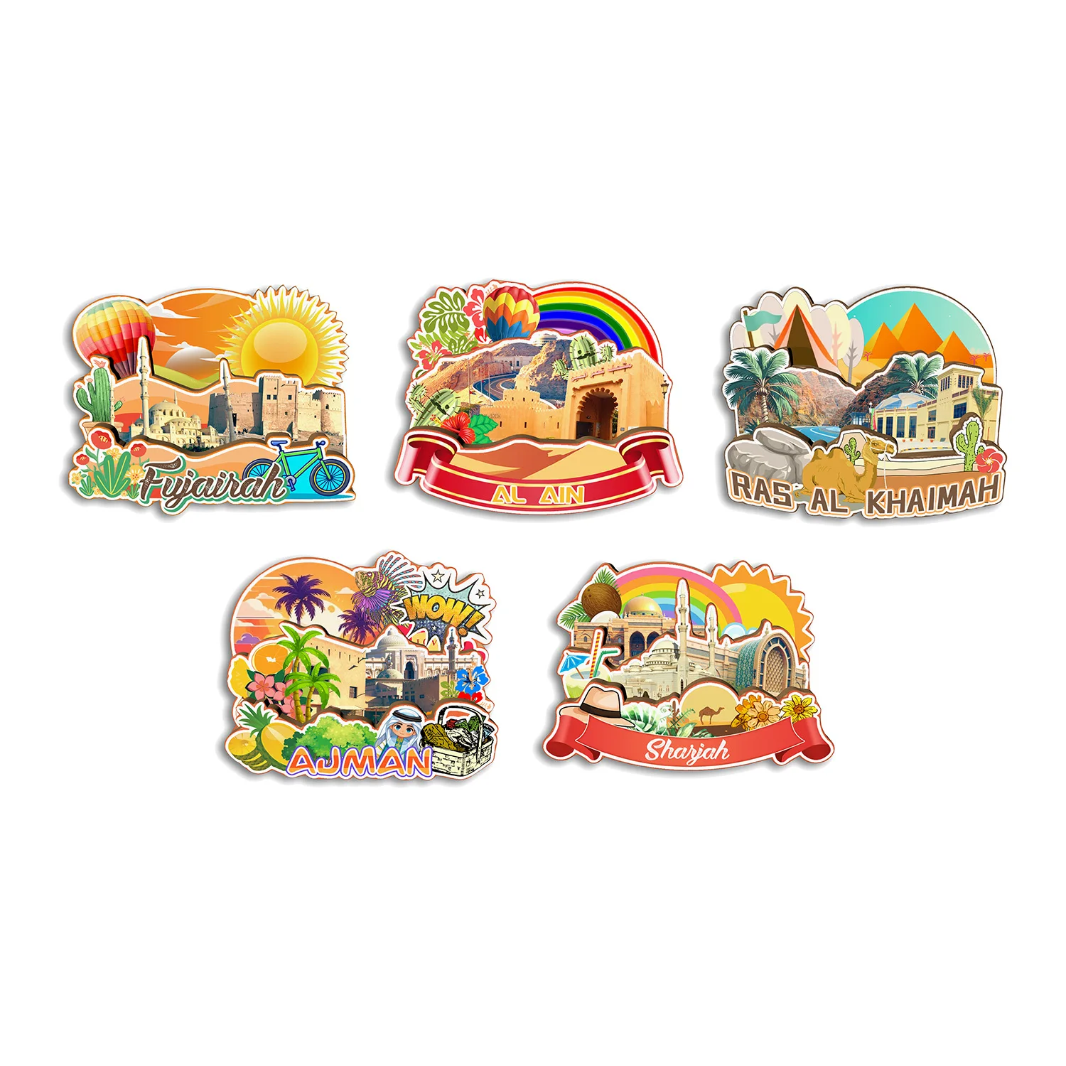 Sharjah Ajman Ras Al Khaimah Al Ain Fujairah United Arab Emirat Fridge Magnet Travel Souvenir Gift Handmade