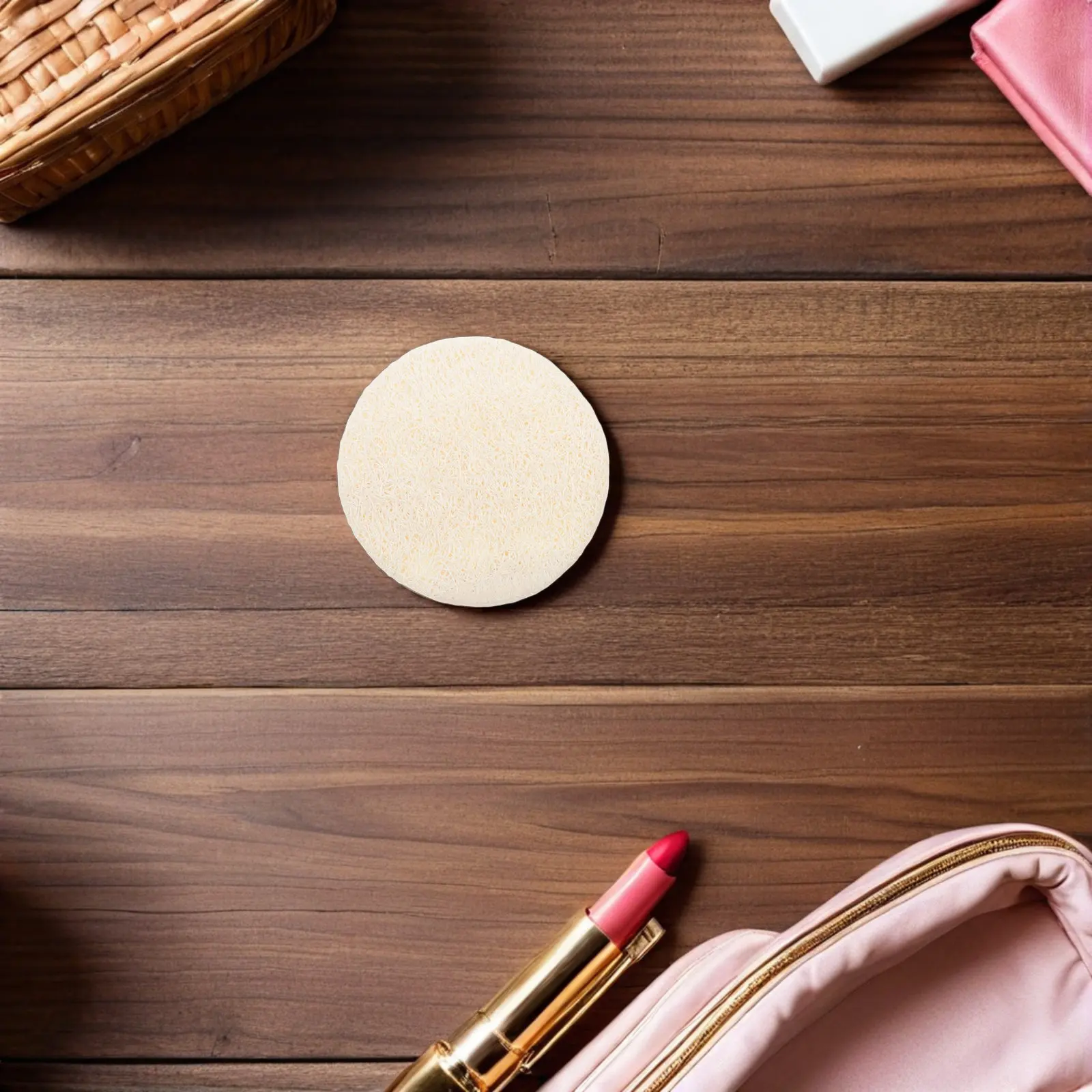 50 unidades de esponjas de lufa natural para esfoliação facial, 2,2 x 2,2 polegadas, esfoliante facial suave, limpador de pele, removedor de maquiagem
