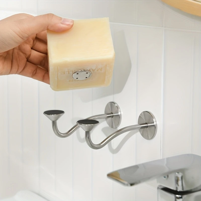1 قطعة حامل الصابون المغناطيسي الفولاذ المقاوم للصدأ الحائط الذاتي استنزاف طبق الرف للحمام المطبخ غرفة الاستحمام بالوعة المنظم #6