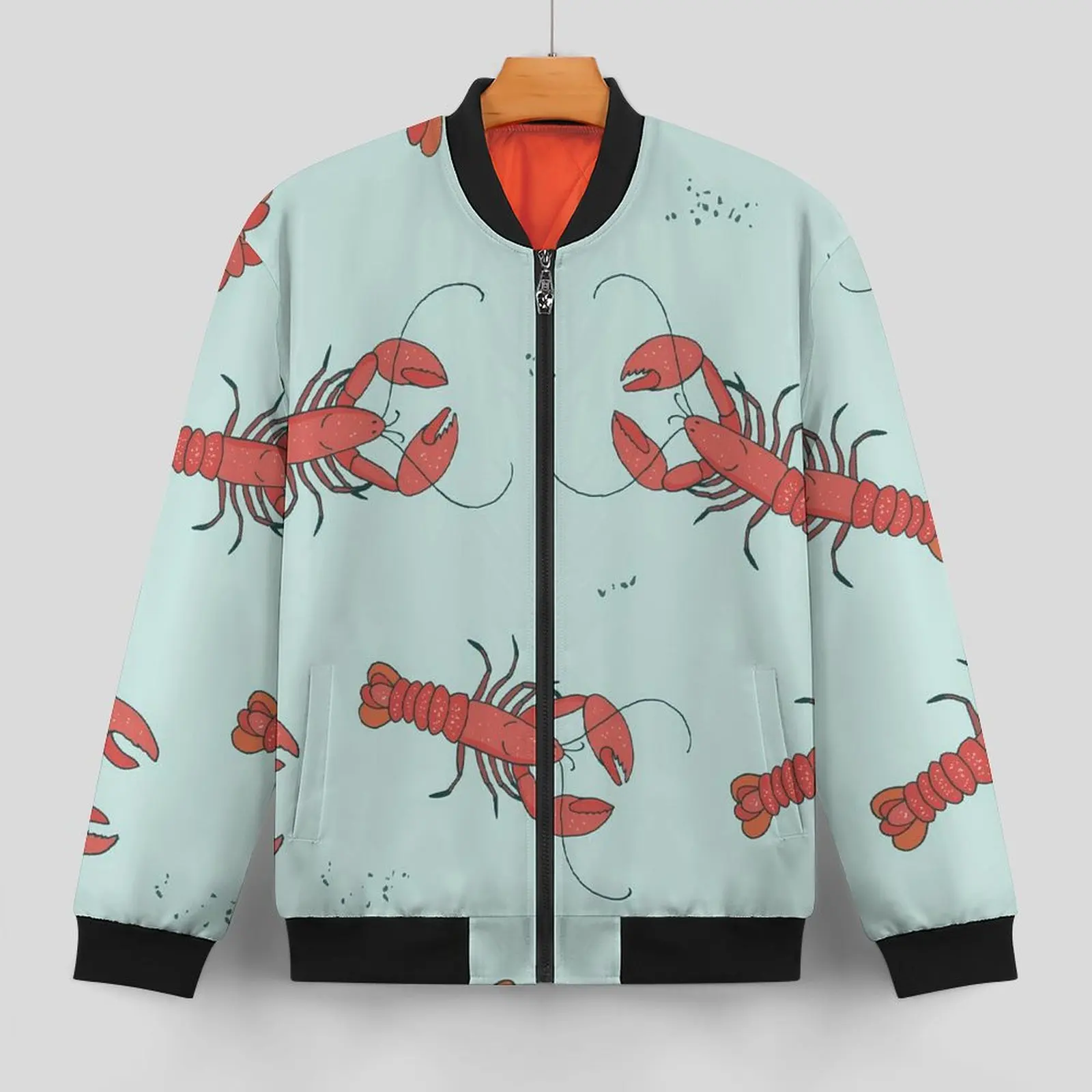 Lobster Print Jackets Male Sea Animals Autumn Coats Trendy Hooded Casual Windbreakers Graphic Classic Jacket Plus Size 5XL