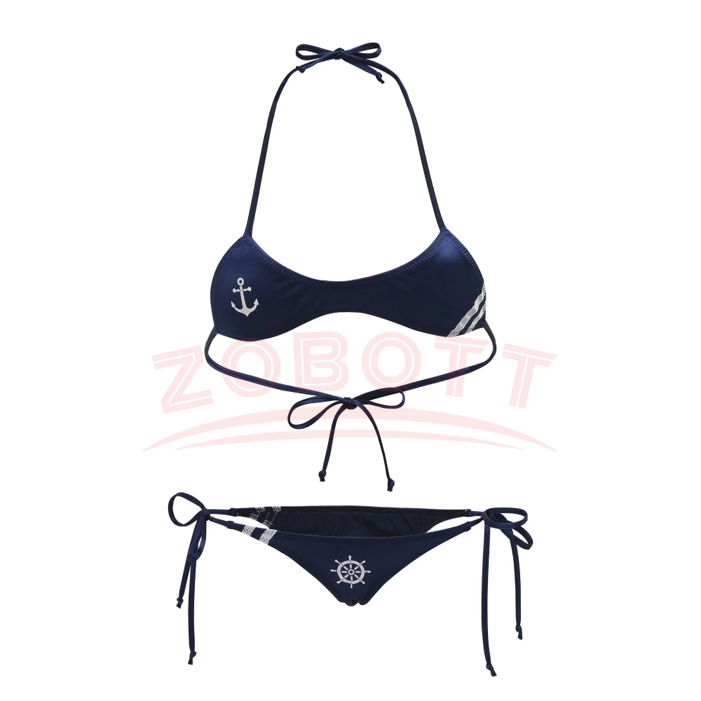 

Аниме Флот Капитан Темно-синий комплект бикини Пиратский матрос Купальник Нижнее белье Костюмы для косплея Японские купальники для девочек Одежда для ролевых игр